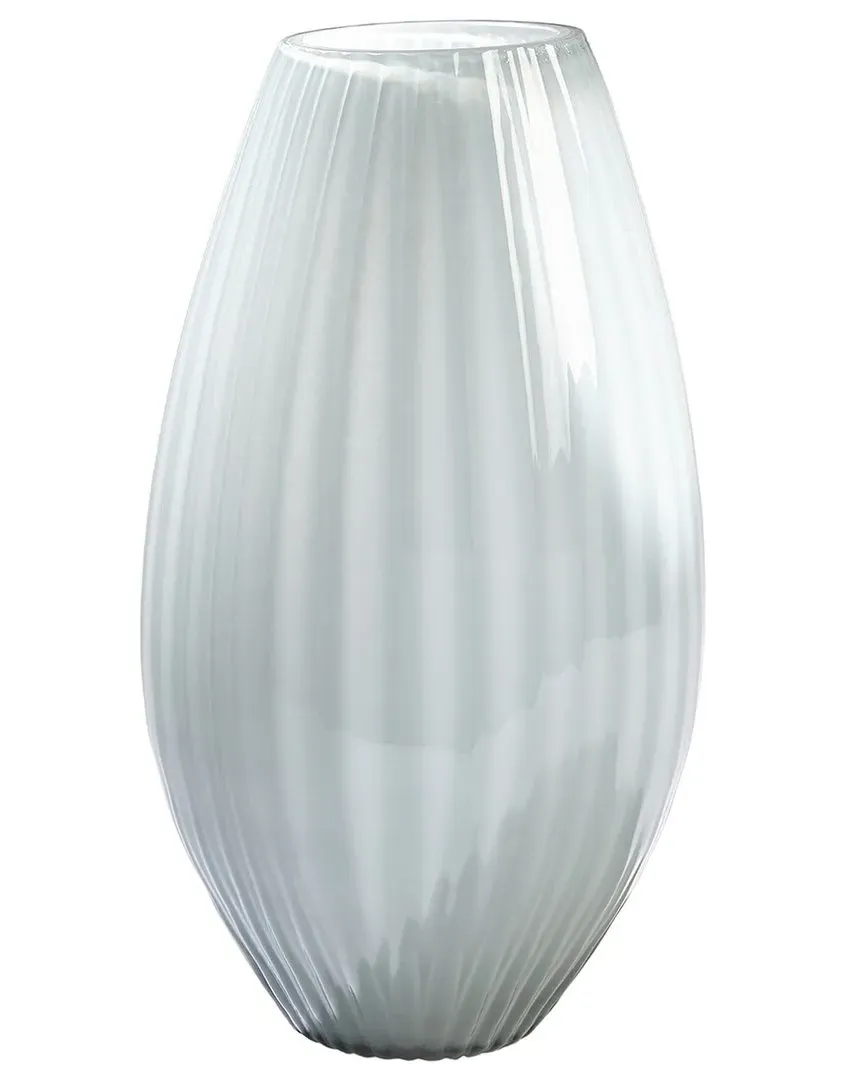 Cased Glass Stripe Vase - White