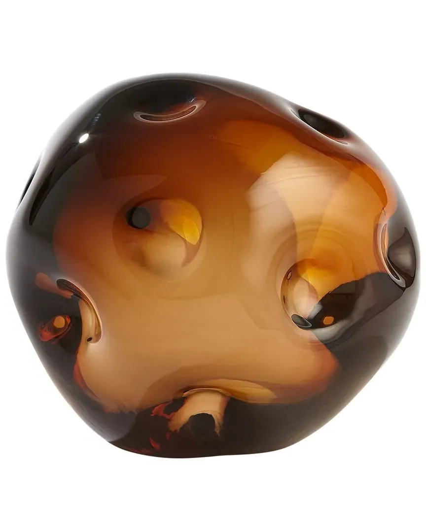 Dimpled Sphere Art Glass Decor - Brown image