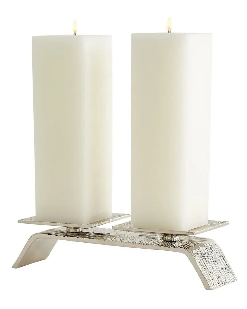 Double Torch Candleholder - Nickel, Cast Brass image