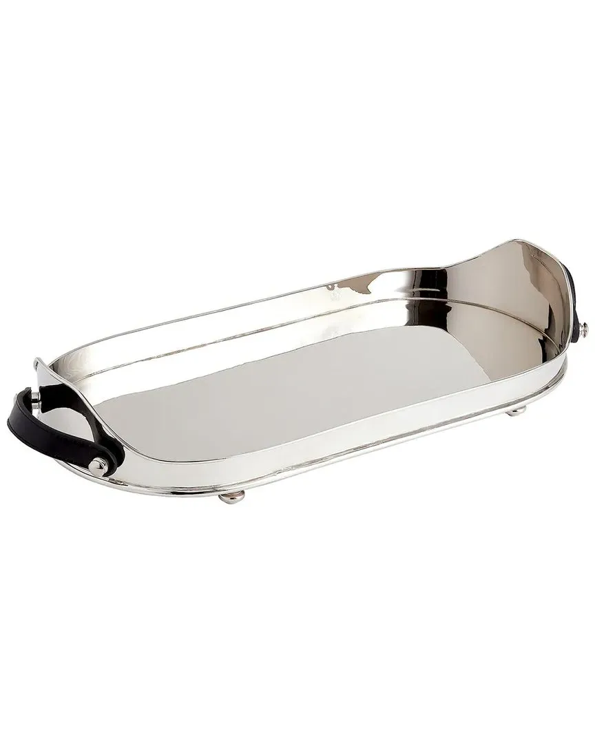 Drinks Tray with Leather Handles - Rust, Brass