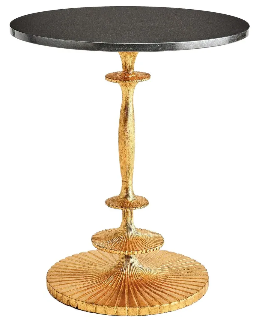 Fluted Side Table - Gold Leaf, Black Granite image