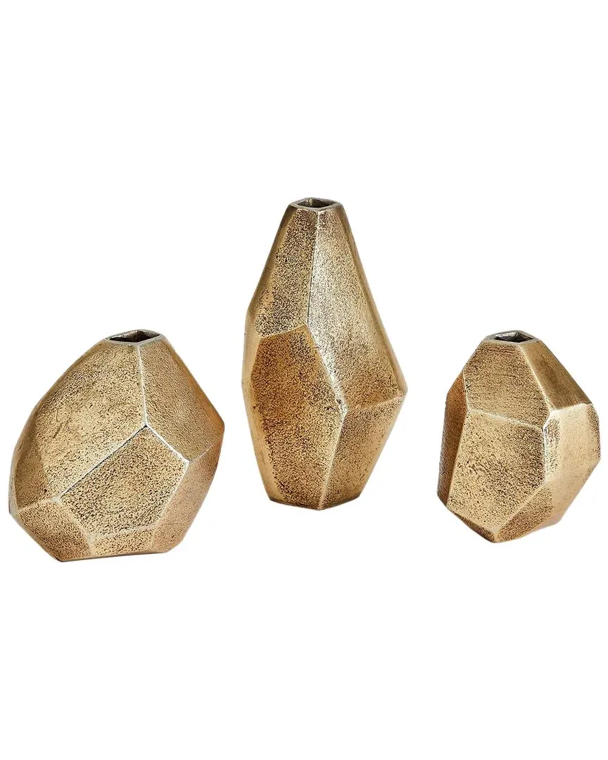 Global Views S/3 Geo Vases - Antique Brass, Aluminum image