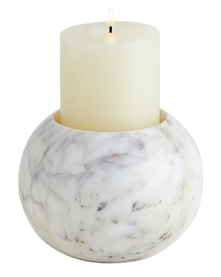 Globe Candle Holder - White, Marble image