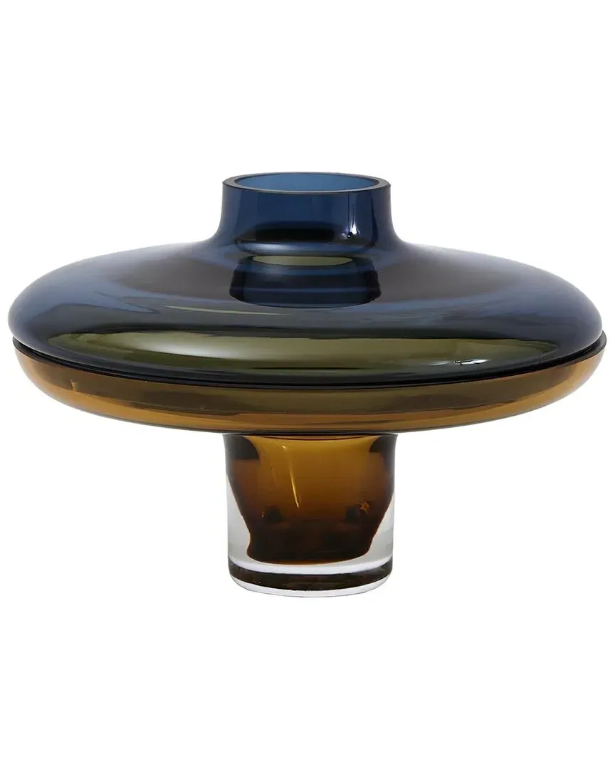 Low Cobalt Over Amber Vase - Yellow image