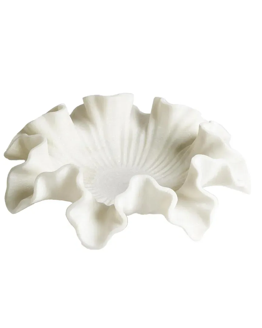 Marble Ruffle Bowl - White