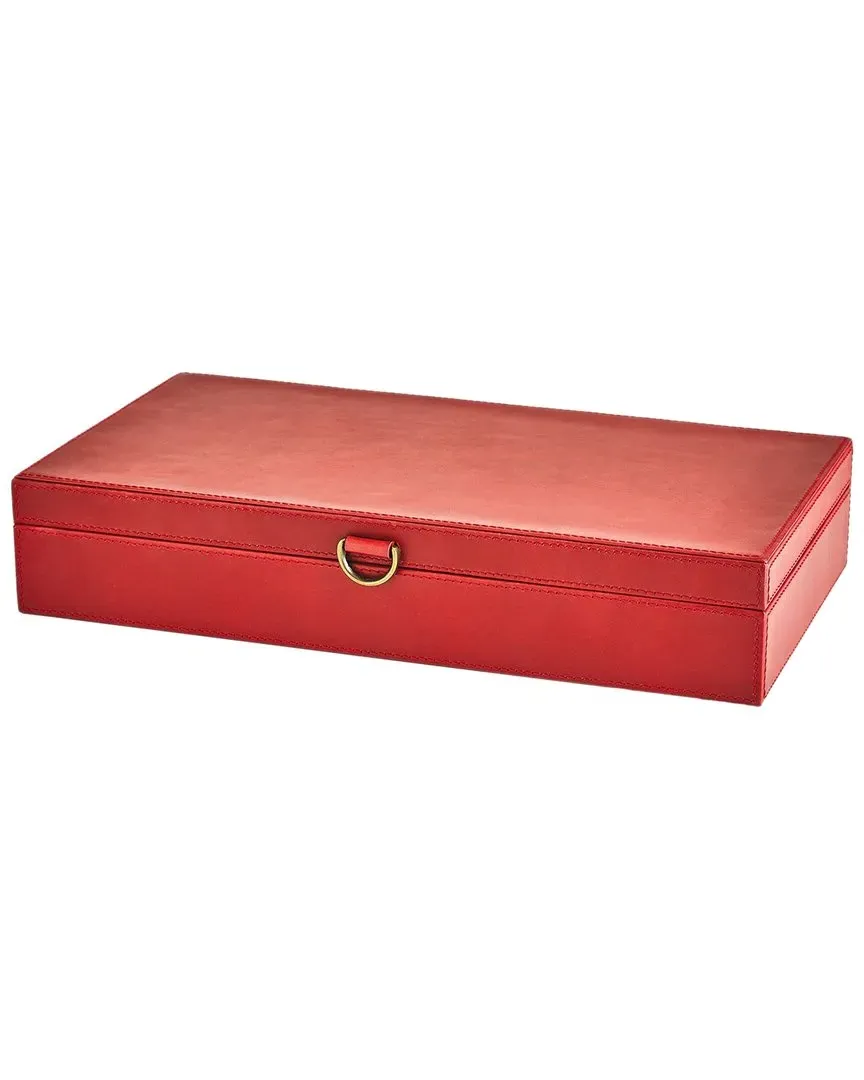 Marbled Leather D Ring Box - Deep Red