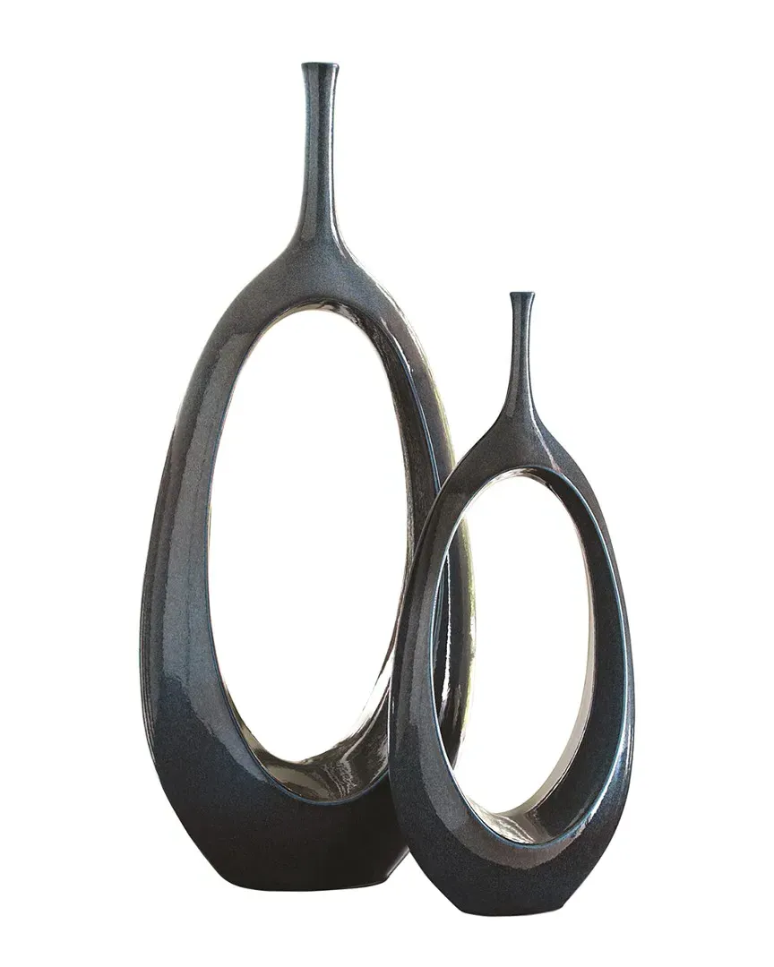 Open Oval Ring Vase - Black Blue image