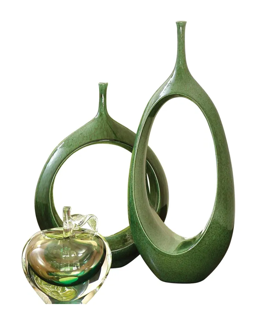 Open Oval Ring Vase - Green