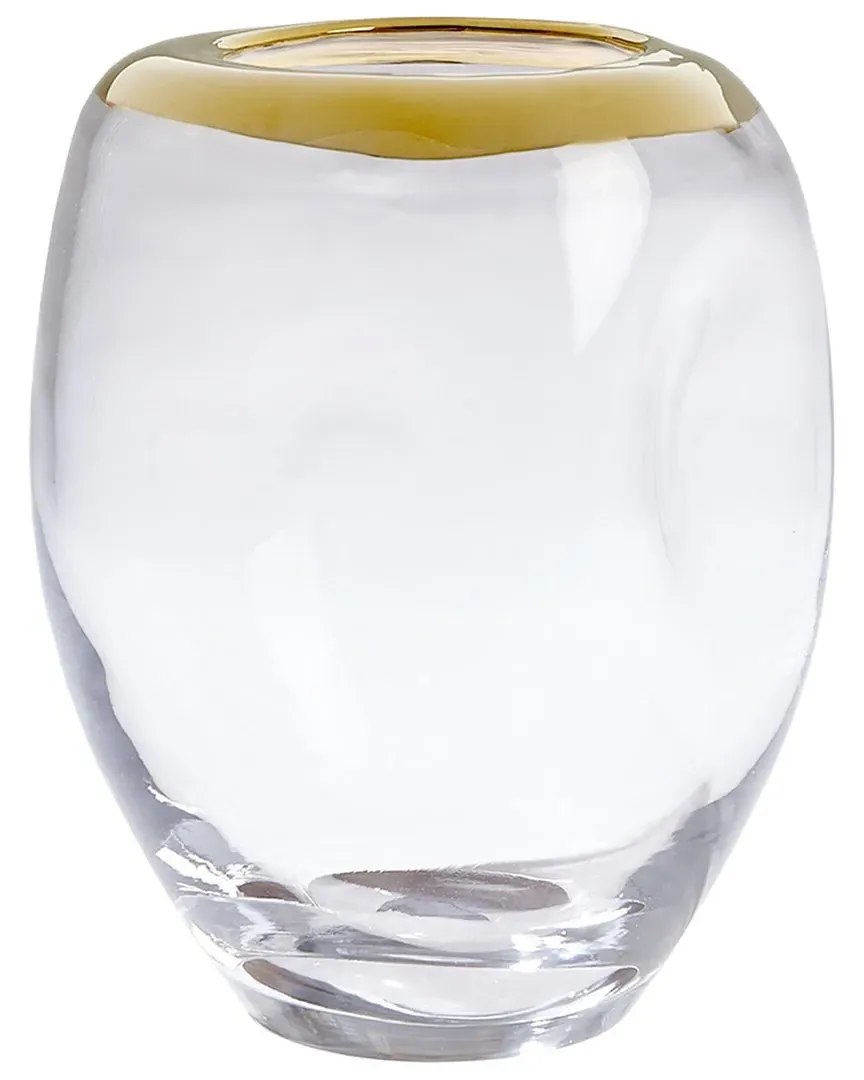 Organic Formed Vase with Gold Band - Clear, Art Glass image