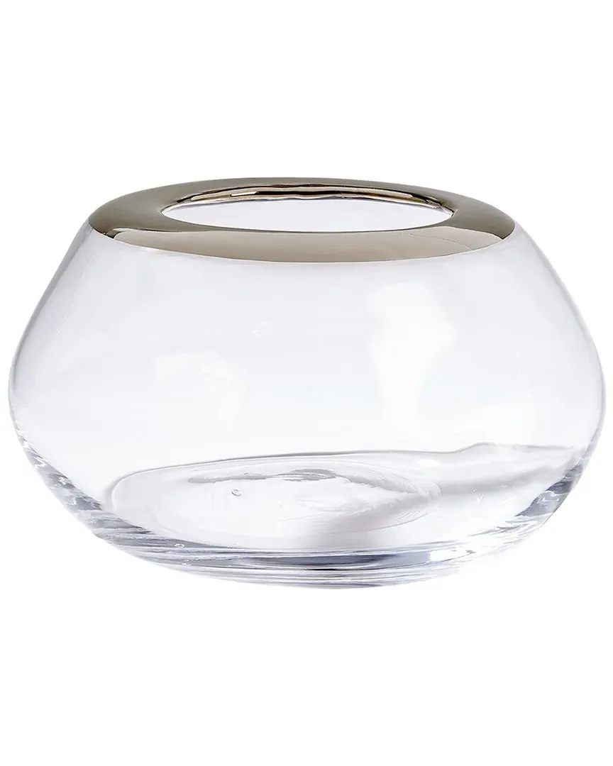 Organic Formed Vase with Platinum Band - Clear, Art Glass
