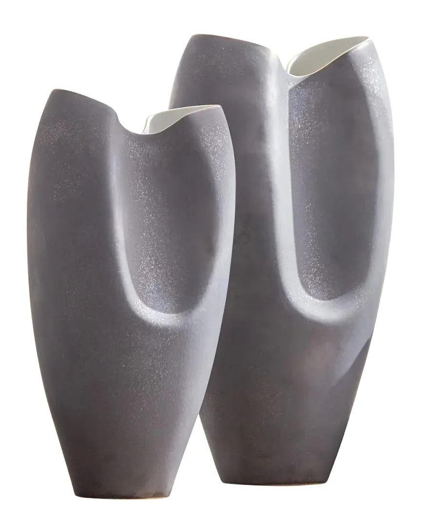Oxus Pinched Vase - Grey, Porcelain