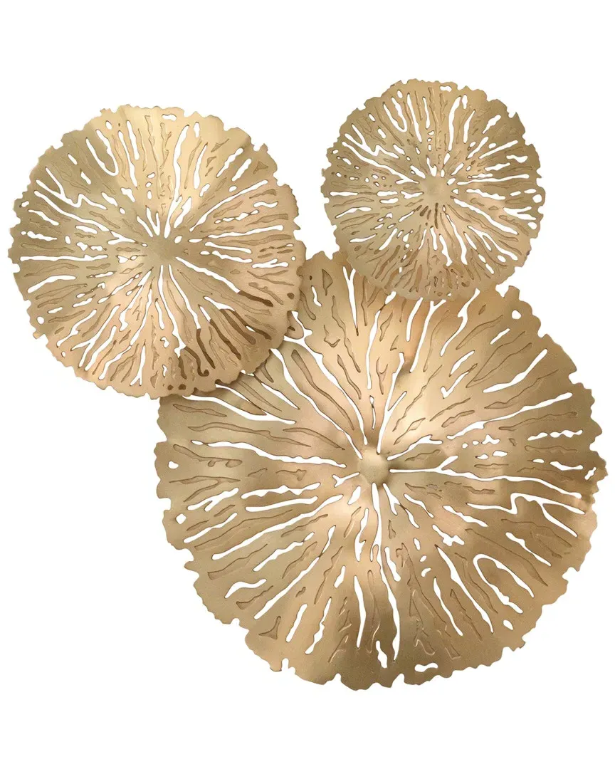 Set of 3 Lily Pad Clusters Wall Decor - Antique Brass image