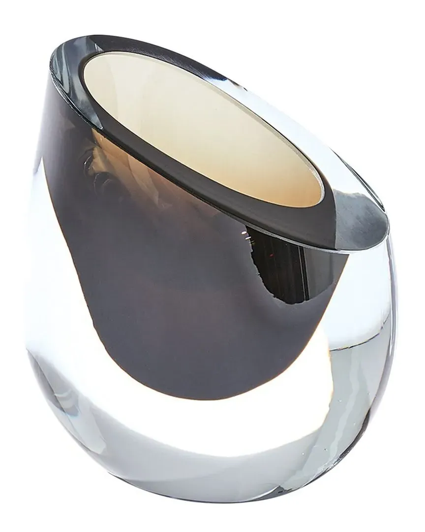 Small Slant Vase - Brown, Art Glass