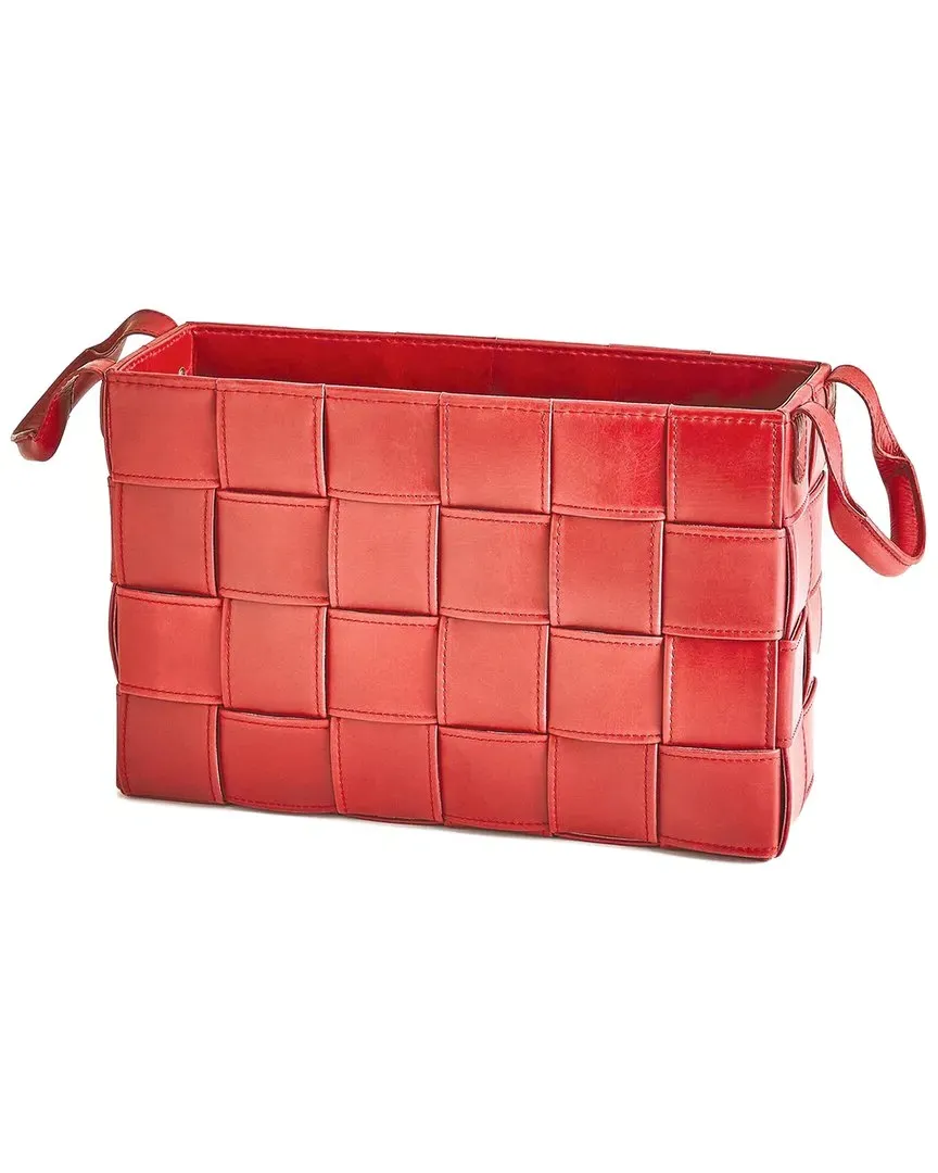 Soft Woven Leather Basket - Deep Red image