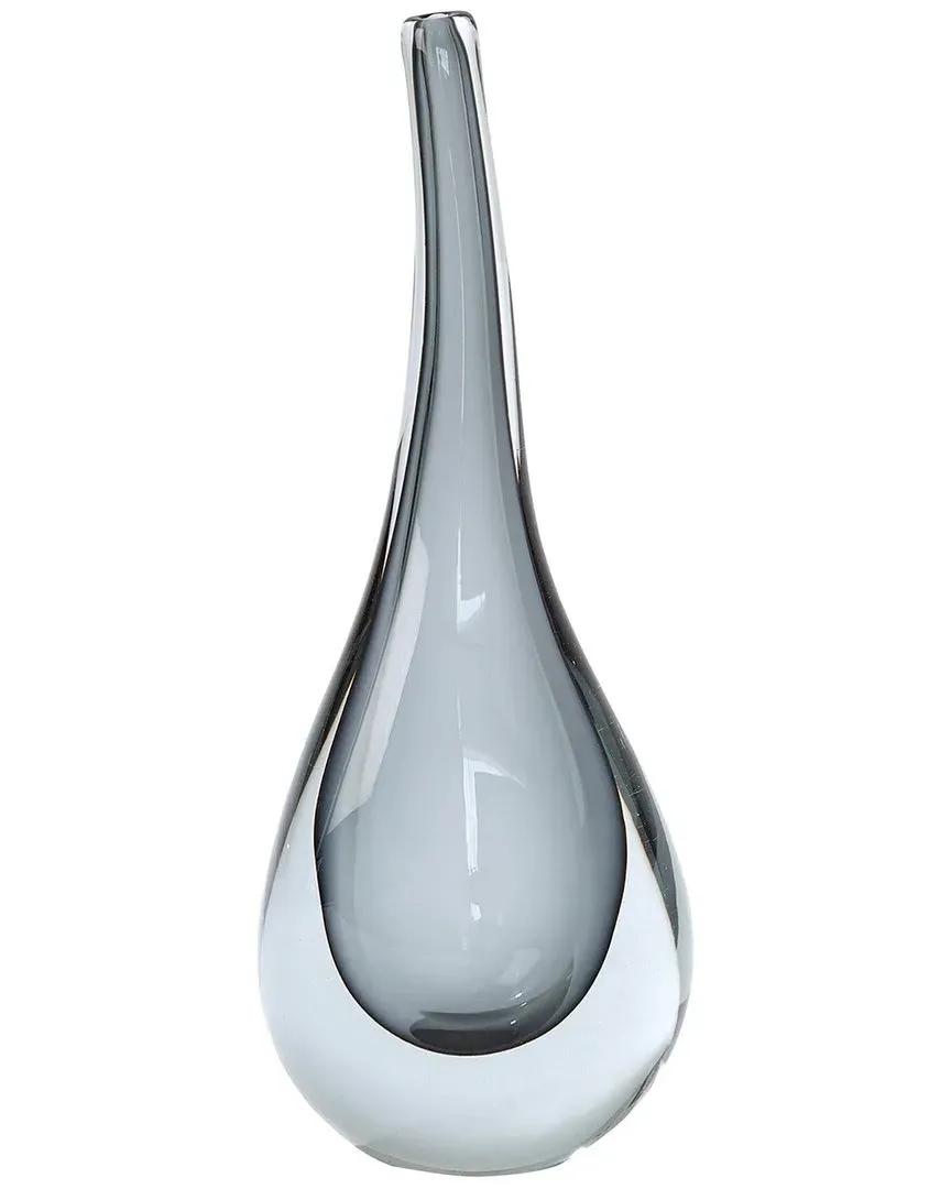 Stretched Neck Vase - Grey, Art Glass