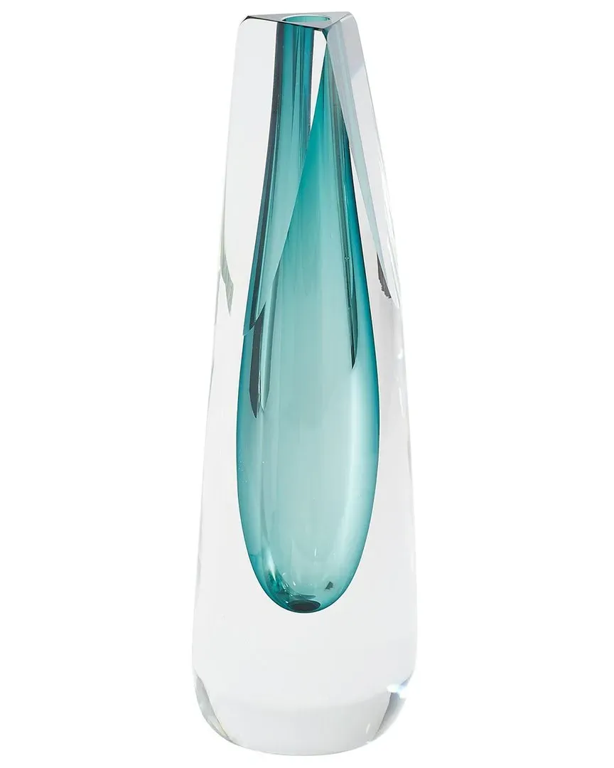 Triangle Cut Glass Vase - Blue
