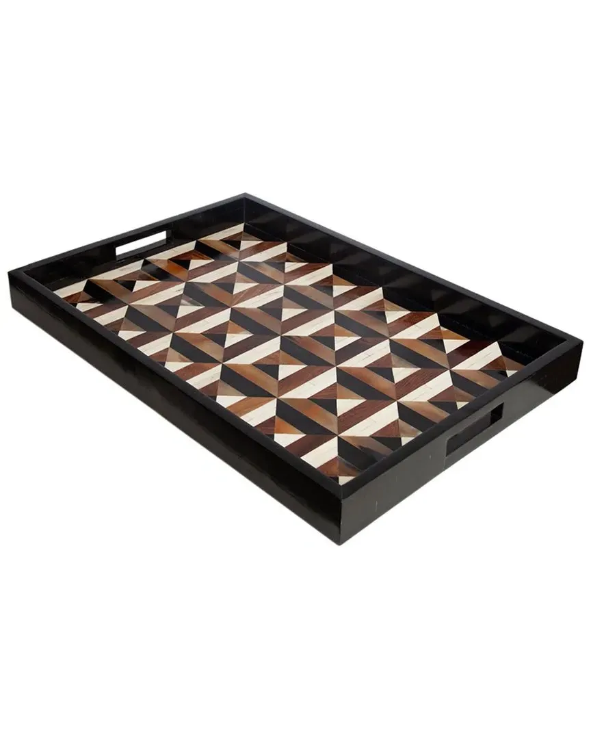 Triangle Marquetry Tray - White image