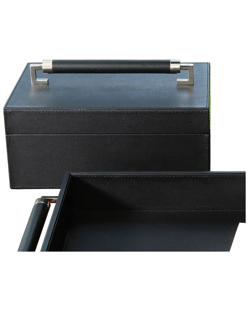 Wrapped Leather Handle Storage Box - Black image