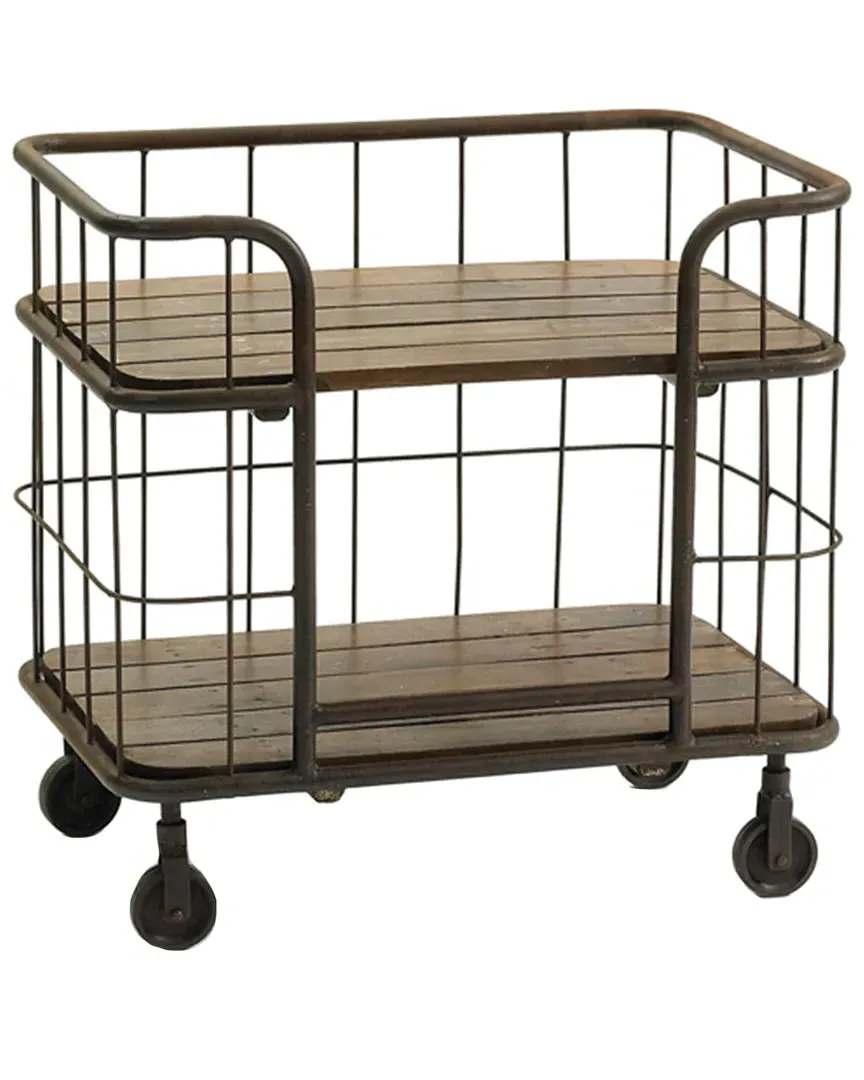 Farmhouse 4 Wheels Side Table - Bronze, Wood image