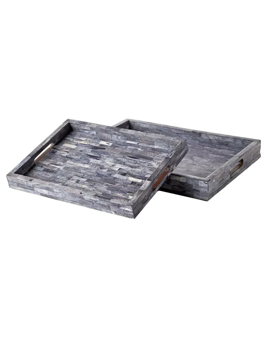 Heather Set of 2 Trays - Grey, Wood