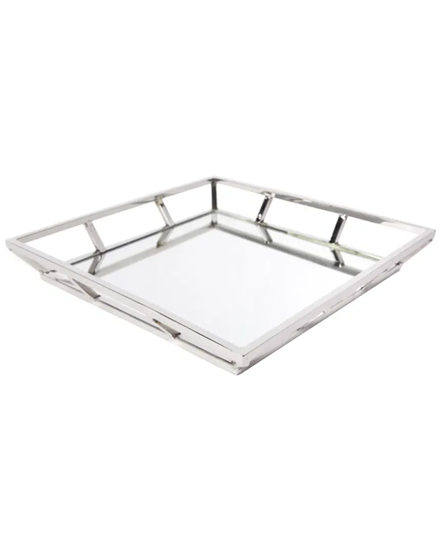 Mendez Square Mirrored Tray - Polished Nickel
