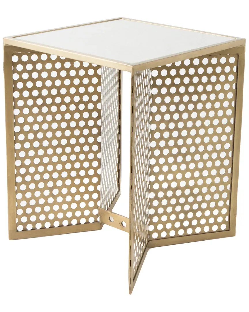 Niro Square Side Table - Brushed Brass, Marble image