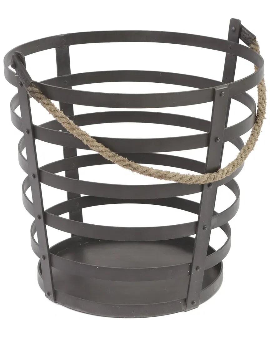 Round Basket - Black, Iron and Rope image