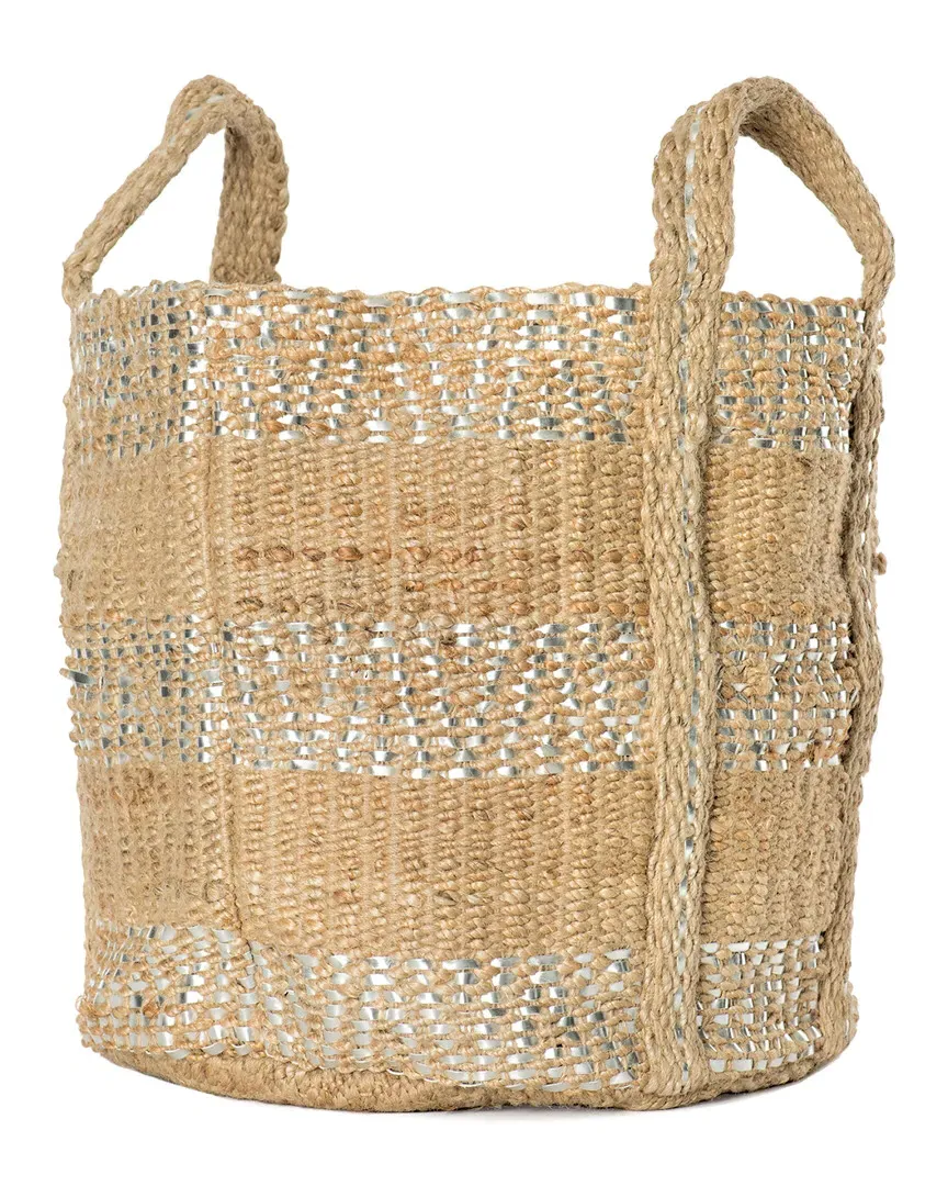 Two-Tone Round Jute Basket - Natural image