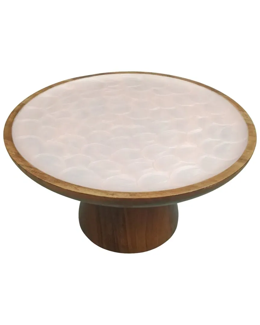 Capri Round Cake Stand - Pink, Mango Wood image