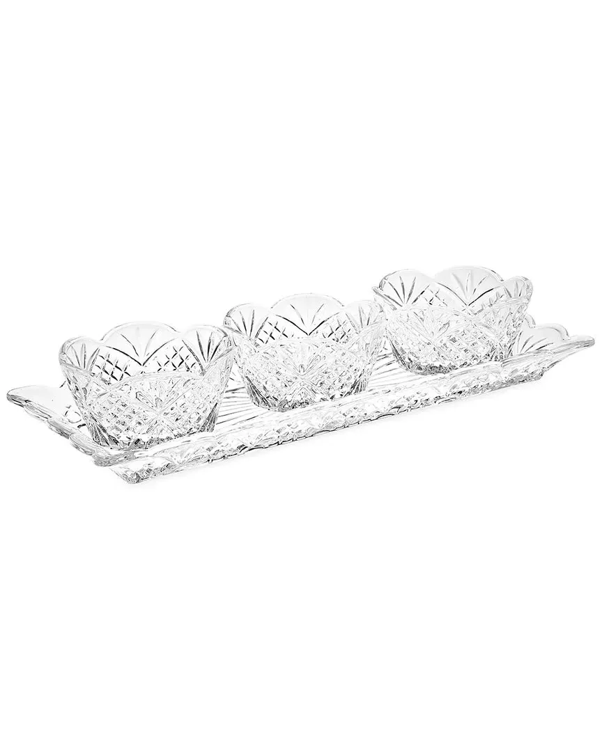 Dublin Crystal Scalloped Appetizer Server - Clear image