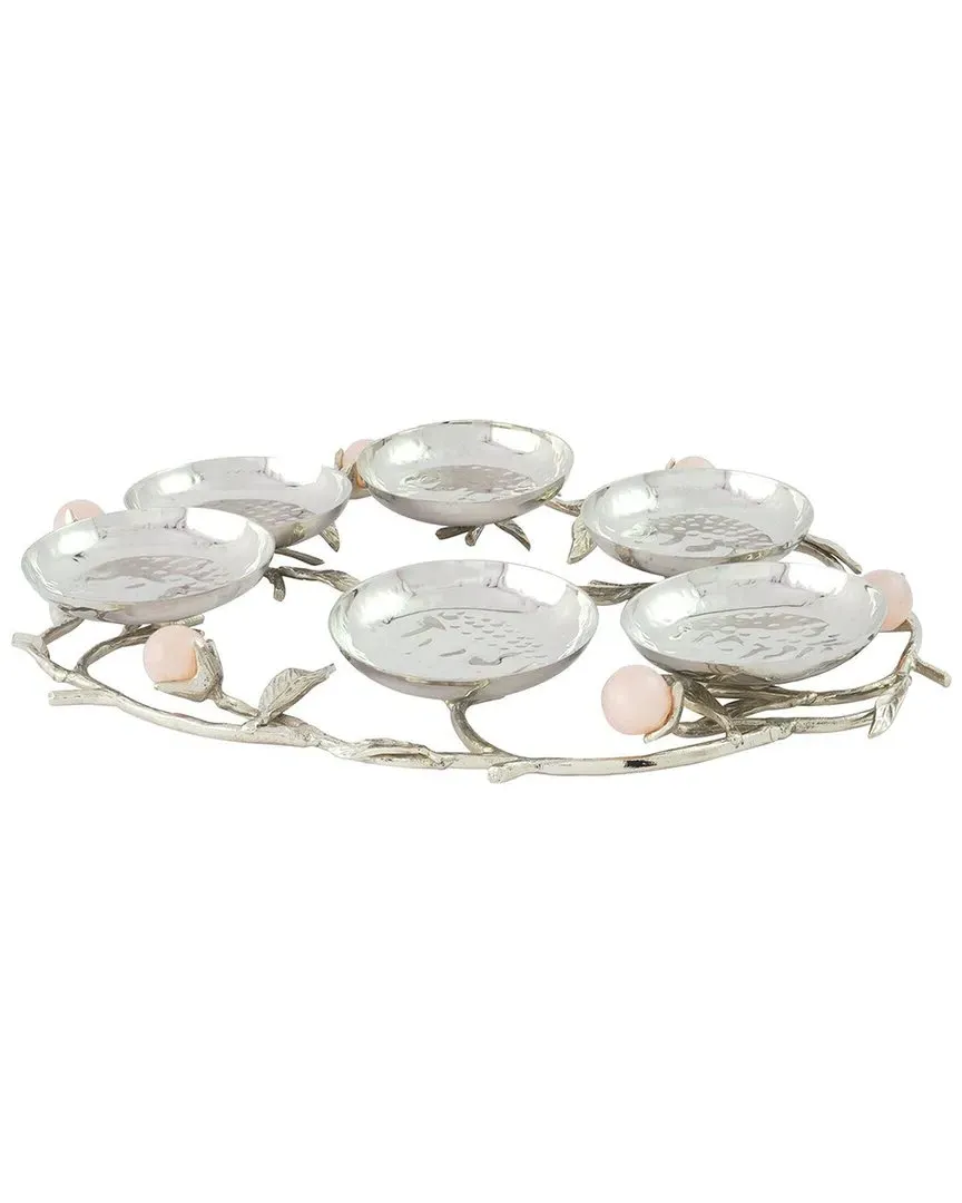 Godinger Round Seder Plate - Pink, Stainless Steel image