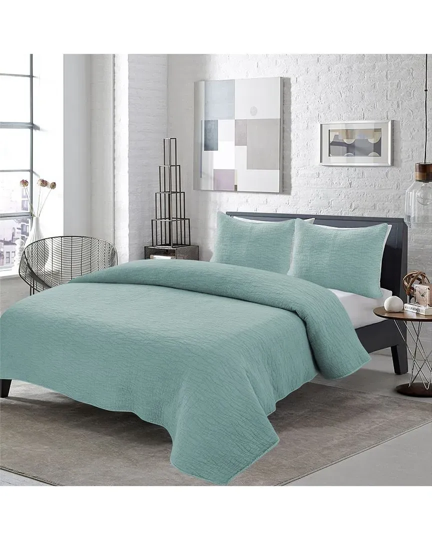 Carson Quilt Set - Mint, Stone-Washed Cotton image