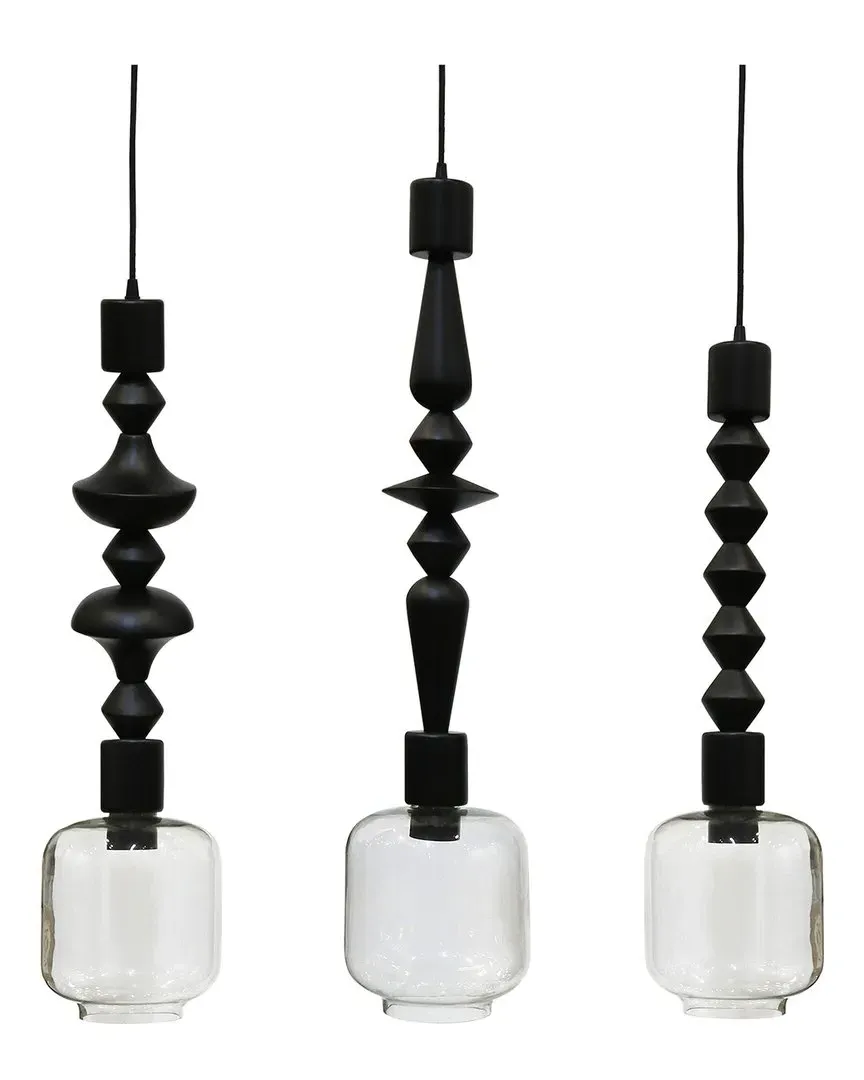 Fairfax 3-Light Chandelier - Black, Glass image