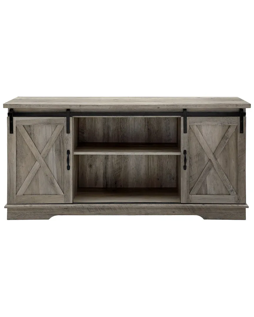Hewson 58in Sliding Door TV Stand with Storage - Grey Wash
