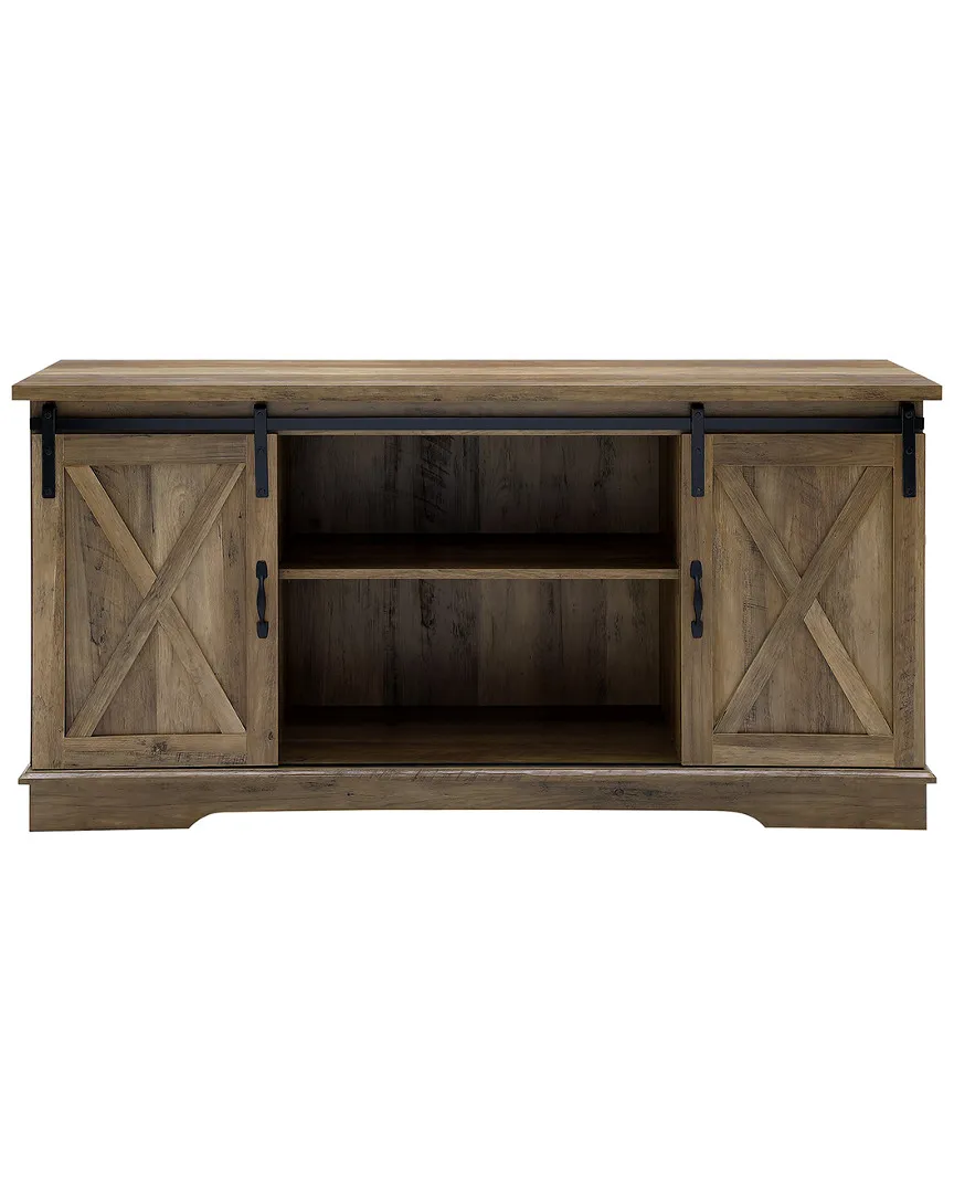 Hewson 58in Sliding Door TV Stand with Storage - Rustic Oak