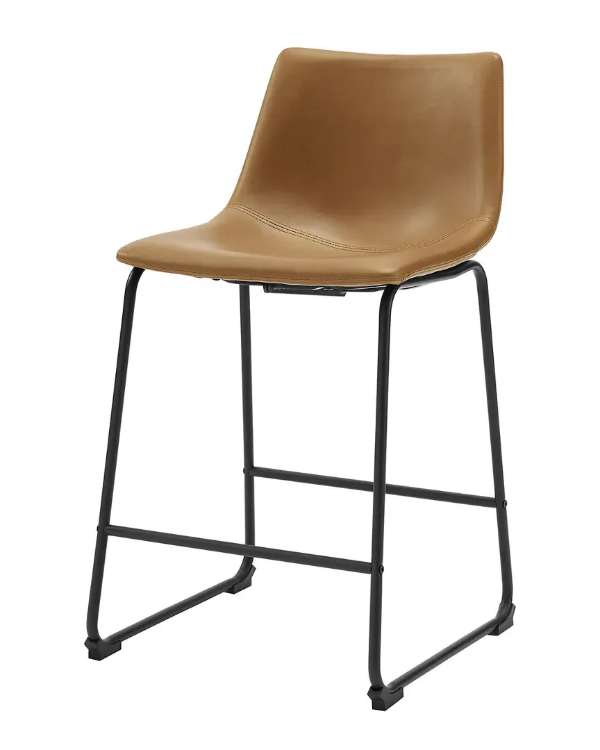 Set of 2 Counter Stools - Whiskey Brown, Faux Leather image
