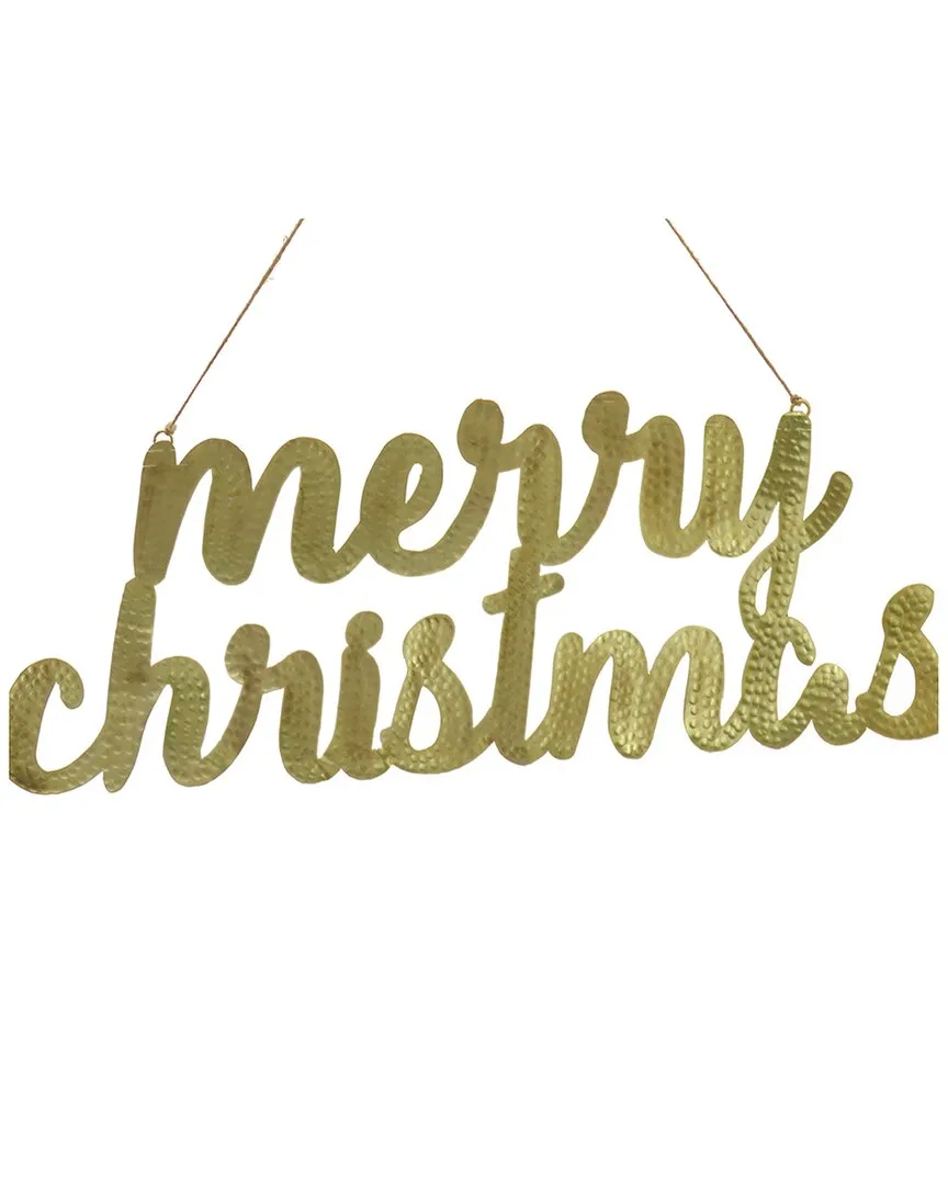 19in Merry Christmas Decorative Sign - Gold, Metal image