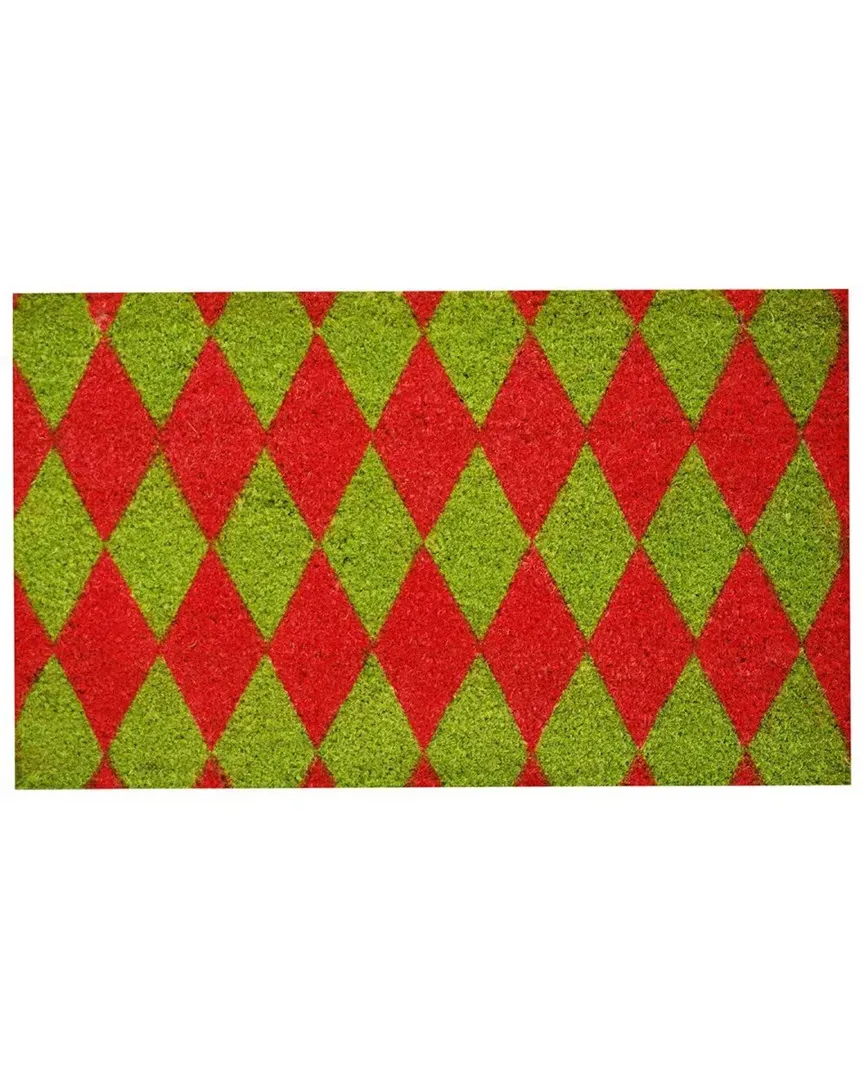 Christmas Argyle Doormat - Natural, Coir