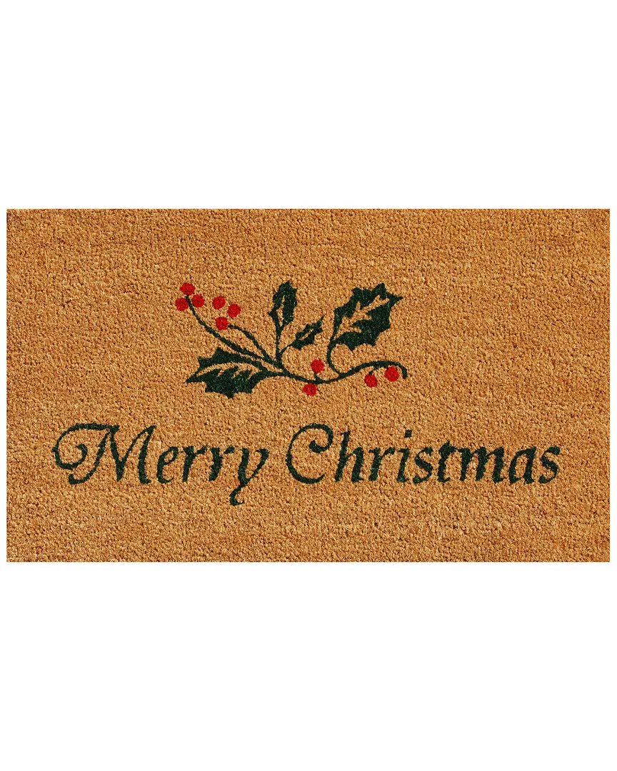 Christmas Holly Doormat - Natural, Coir image