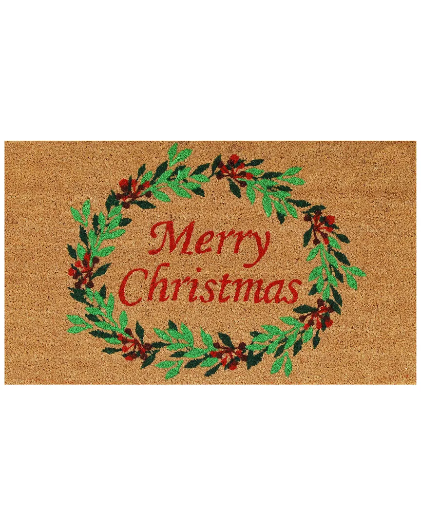 Christmas Wreath Doormat - Natural, Coir image
