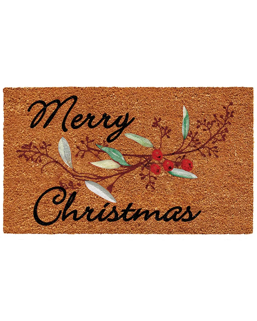 Merry Christmas Berries Doormat - Natural, Coir image