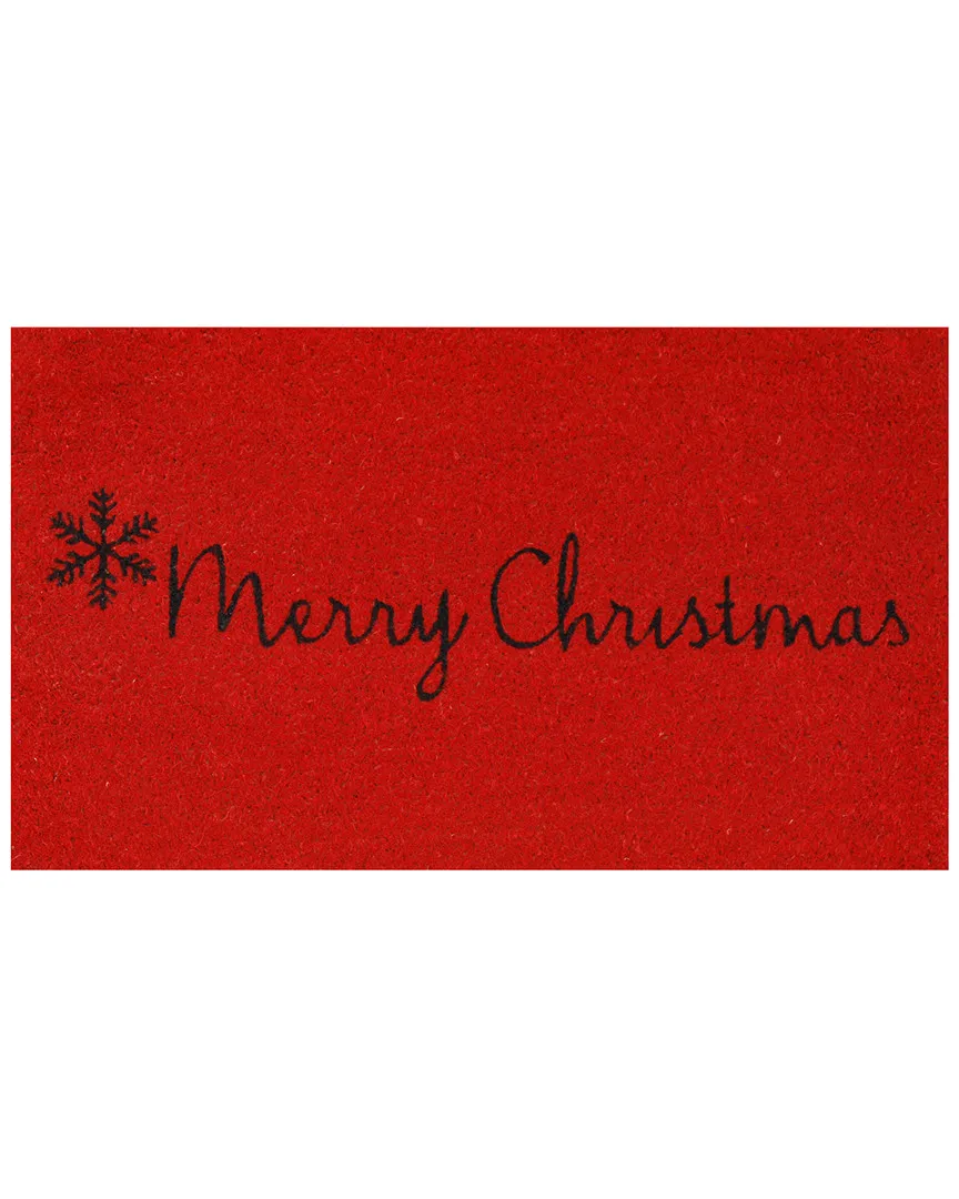 Red Merry Christmas Doormat - Natural, Coir