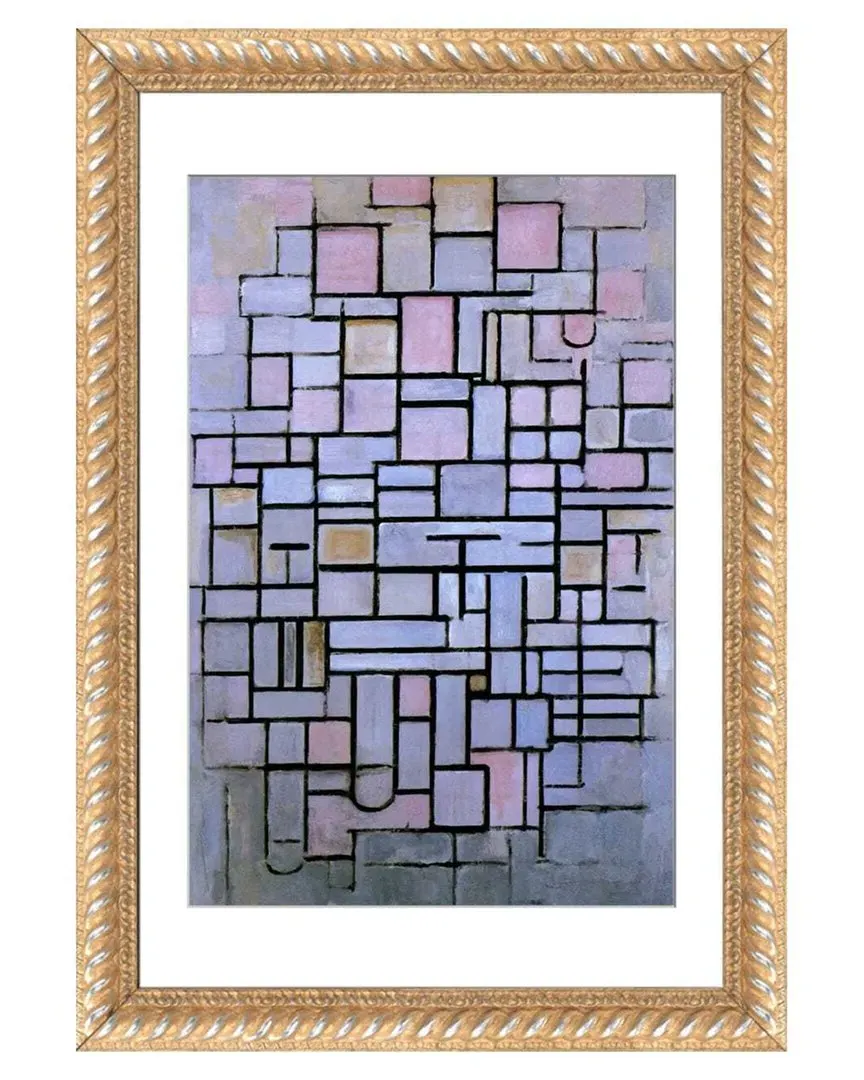 Composition 6, 1914 by Piet Mondrian Wall Art - Indonesian Hardwood image