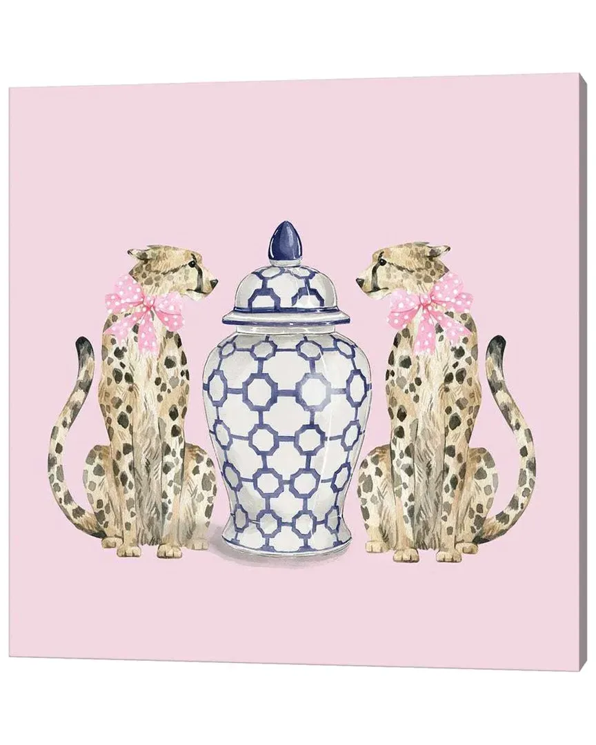 Green Orchid Boutique Chinoiserie Cheetahs Wall Art - Pink image