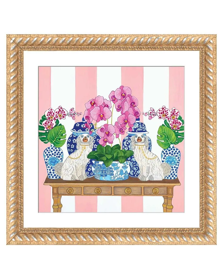 Green Orchid Boutique Chinoiserie Dogs Framed Wall Art
