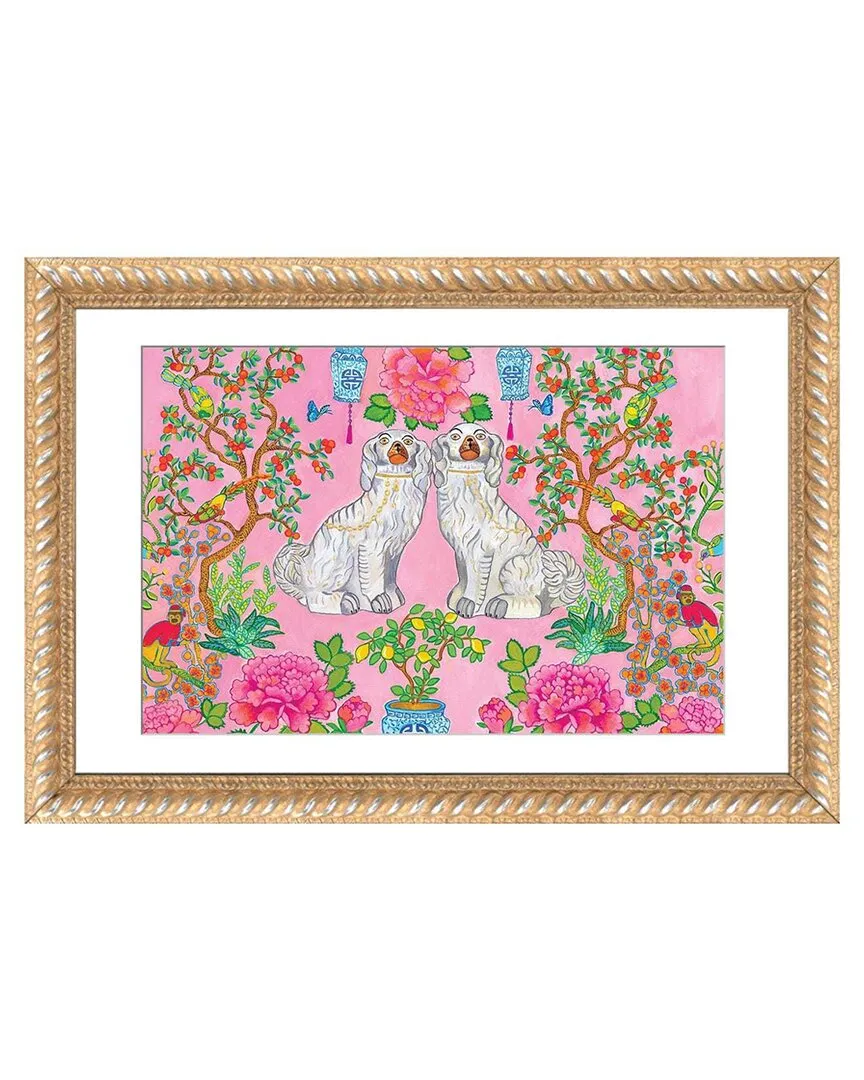 Green Orchid Boutique Staffordshire Dogs Framed Wall Art - Pink