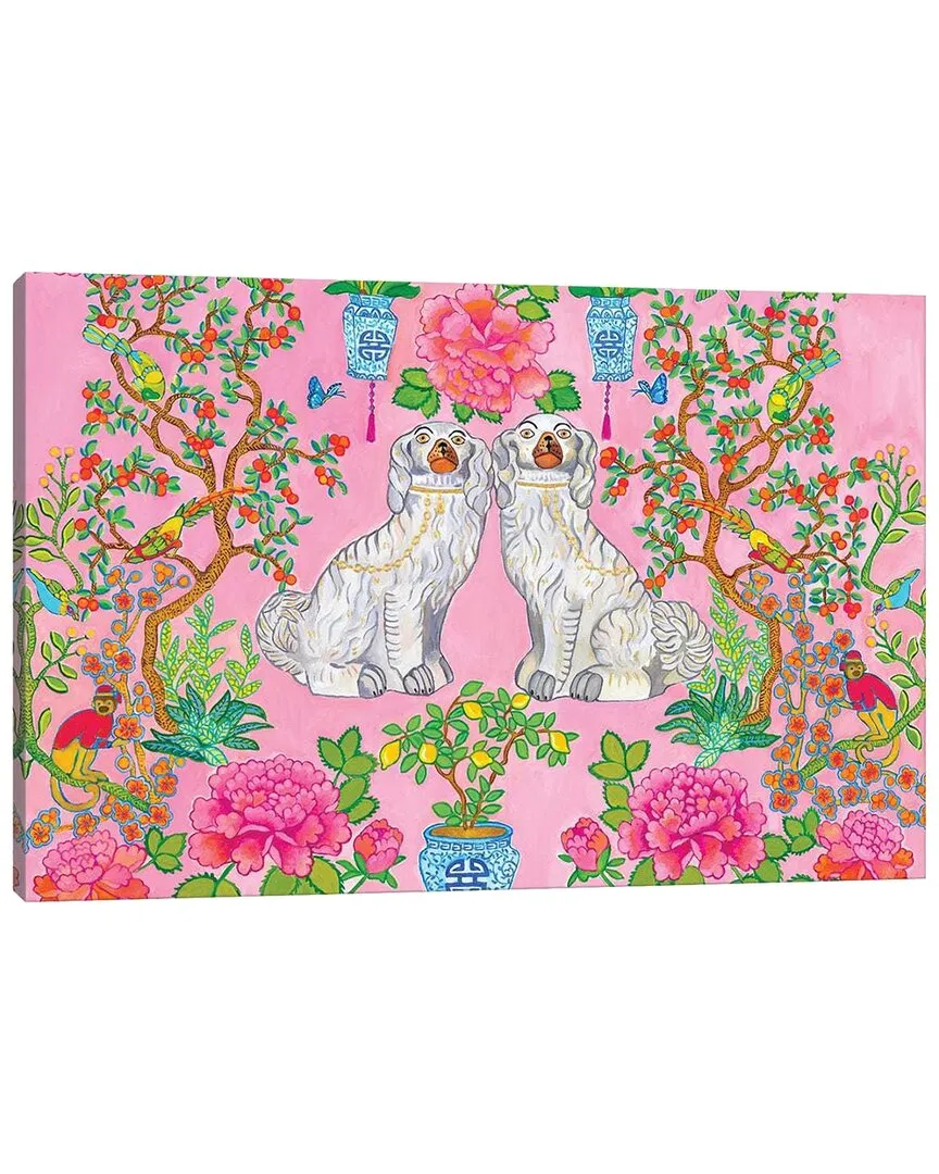 Green Orchid Boutique Staffordshire Dogs Wall Art - Pink, Canvas