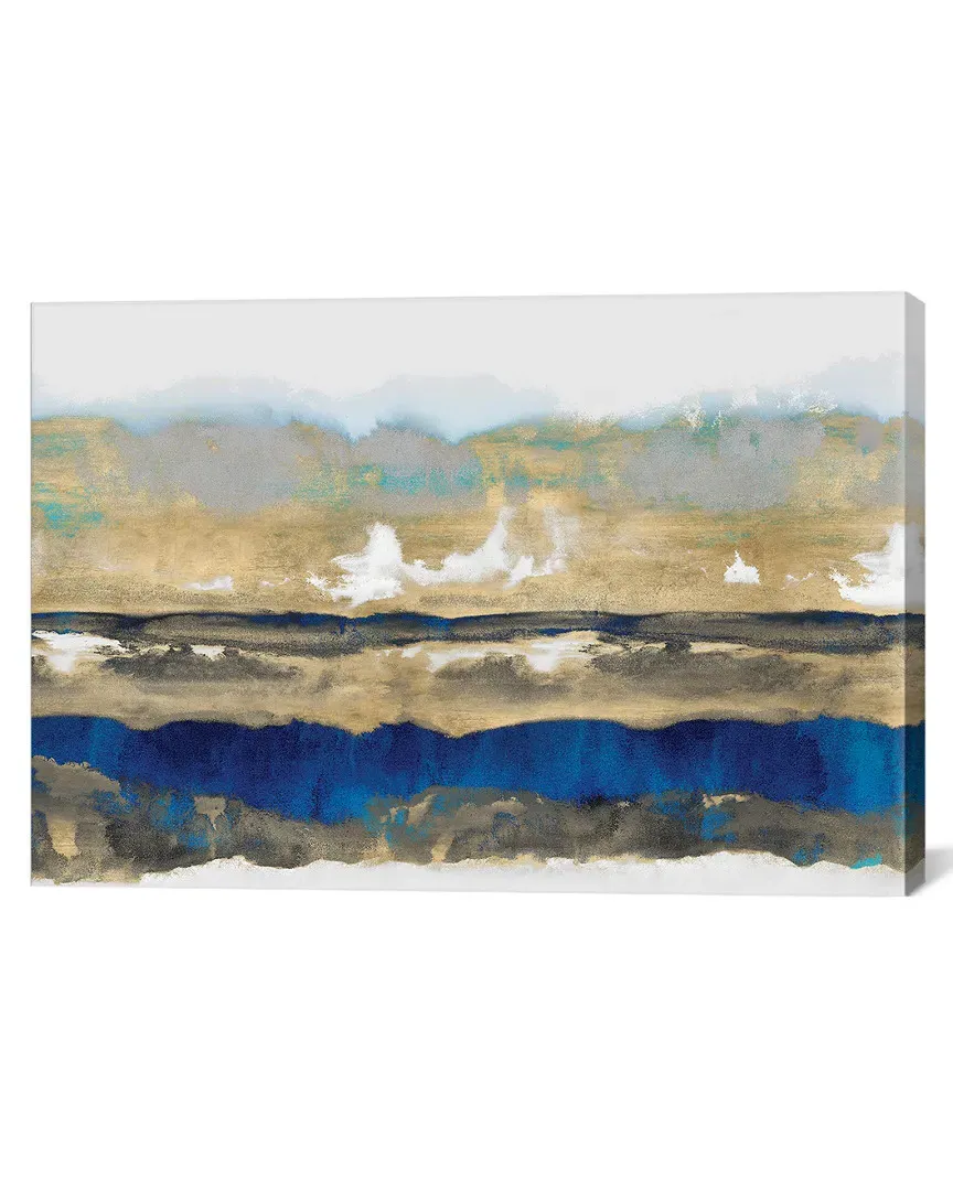 Strata In Blue & Gold Canvas Artwork by Rachel Springer
