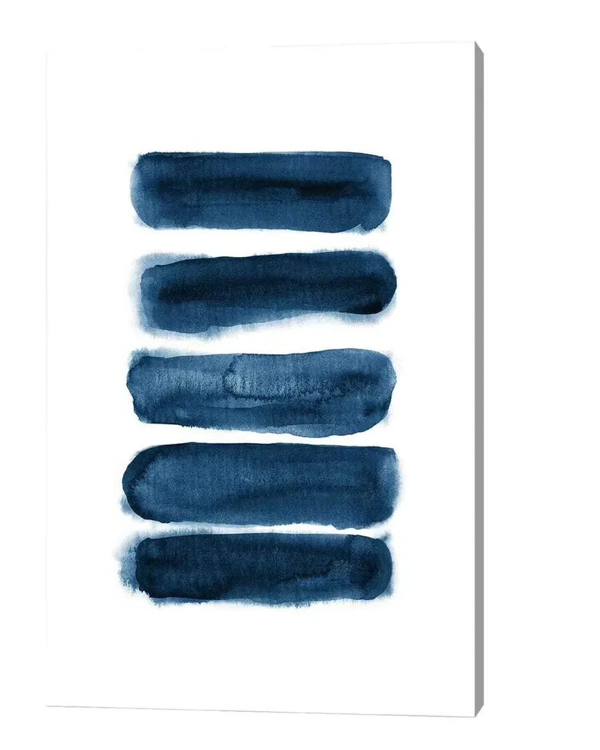 Watercolor Brush Strokes Canvas Wall Art - Navy Blue image