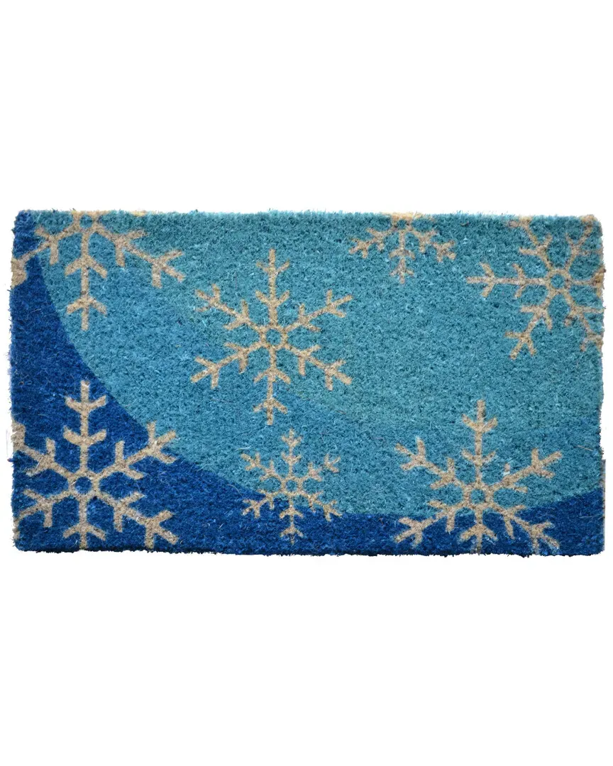 Blue Flakes Hand-Made Doormat - Beige, Coir